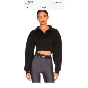Alo Yoga Vixen 1/4 Zip Cropped Jacket in Black